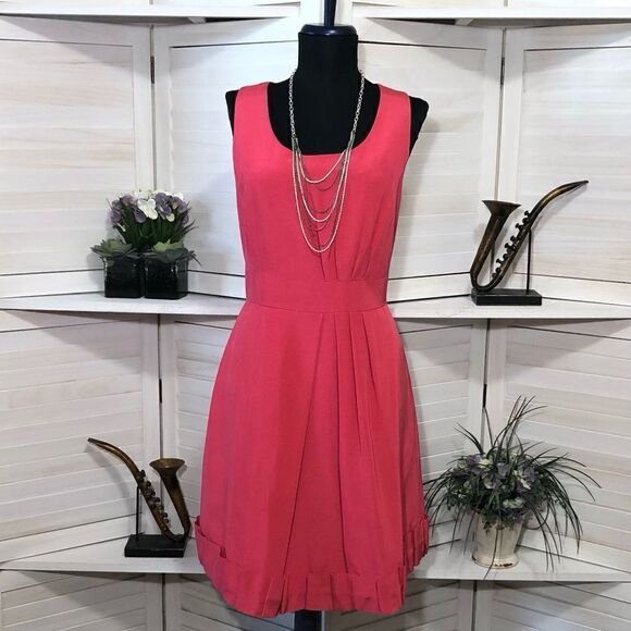Taylor Hot Pink Pleated Cocktail Party Dress Size 12 - Picture 2 of 9